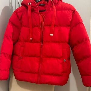 Red Puffer Jacket with Hood - Unbranded